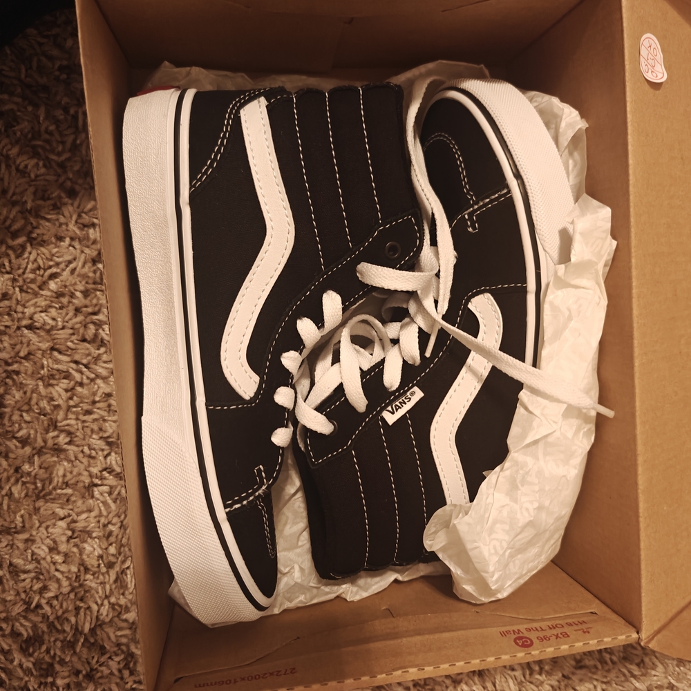 Vans Kids Classic High Top Black and White Sneakers